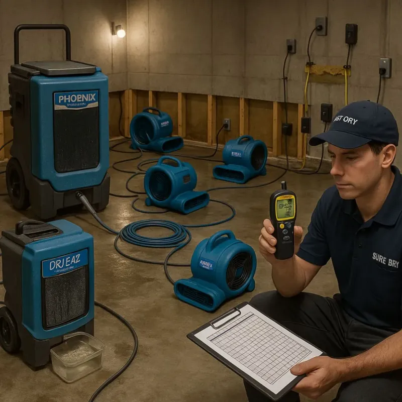 Structural Drying and Dehumidification process in Collierville, CA